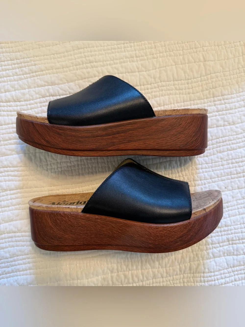 Black Slide Platform Sandals by Alegria